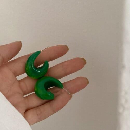 Women Jewelry Earring Vintage Acrylic Green Color Ear Stud Fashion Woman Accessories Luxury Fine Womens Earrings Jewelry