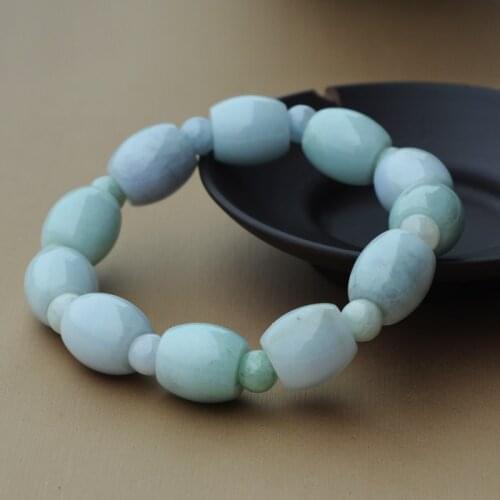 Drop Shipping Natural Myanmar Emerald Bracelets Natural jadeit eoval Round Beads Bangles Gift for Women Males Fine Jade Jewelry