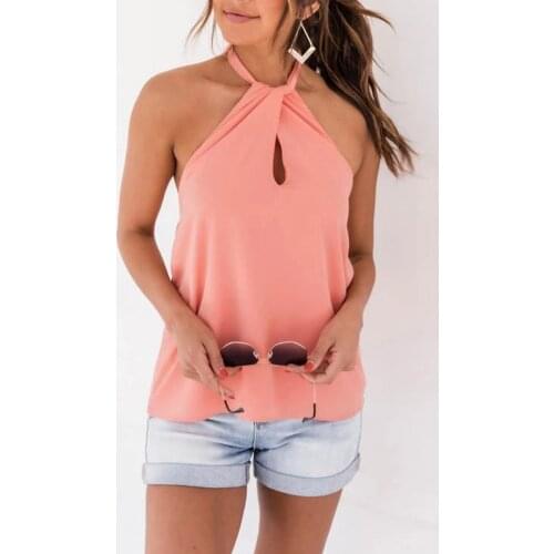 Women summer solid vintage cotton chic casual halter candy color crop top cropped cami tee backless sleeveless for female