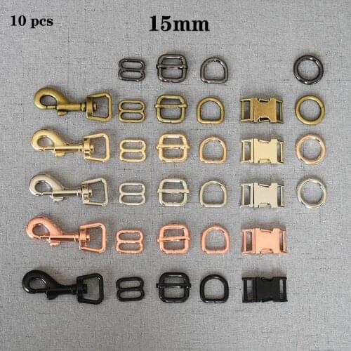 10 pcs/pack 15mm D Ring Belt Buckle Handbag Bag Pet Product Durable Adjuster Metal Heavy Duty Strong Shoulder Bag Strap Belt Web