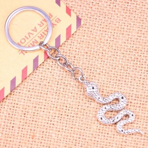 20pcs New Fashion Keychain 51*21 mm snake cobra Pendants DIY Men Jewelry Car Key Chain Ring Holder Souvenir For Gift