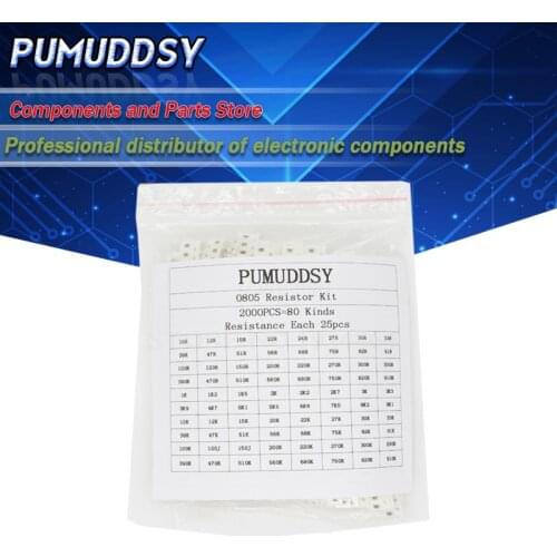 2000PCS 0805 SMD Resistor Kit Assorted Kit 1ohm-1M ohm 5% 80values X 25pcs=2000PCS Sample Kit