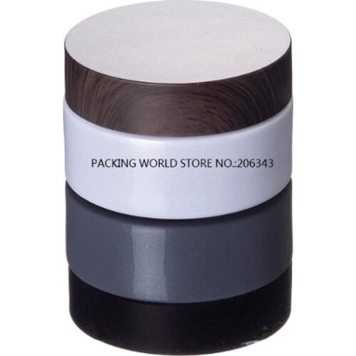 30G pearl white/frosted glass jar/pot shiny silver/wooden shape lid for essence/eye gel/day cream/moisturizer cosmetic packing