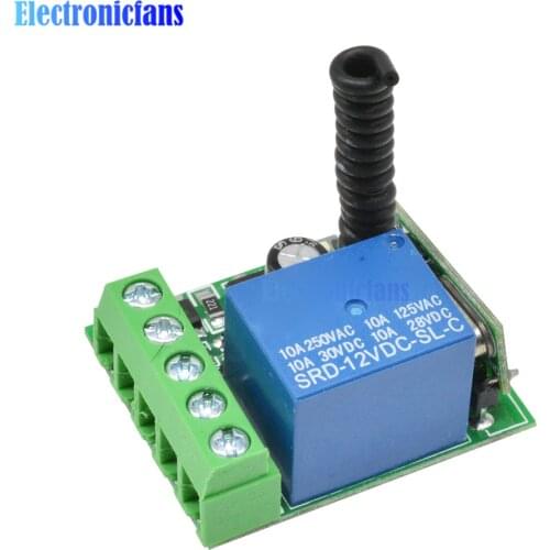 433MHz 315MHz Wireless Relay Switch Module DC 12V 1 Channel RF Remote Control Switch Heterodyne Receiver Module