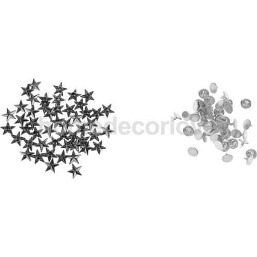 50 Set DIY Star Rivets Snap Studs Alloy Decorative Spikes for Leather Craft Shoe Clothes Garment Craft Accessory Black