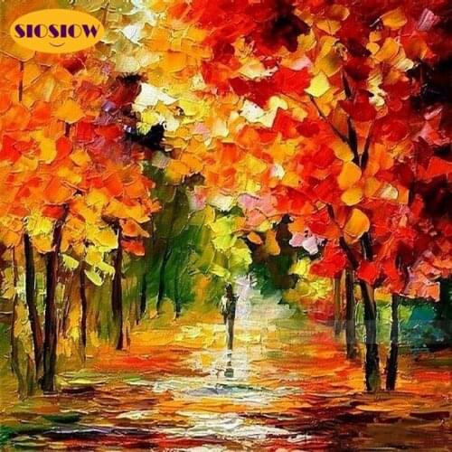 5D DIY Diamond Painting Colorful Tree Scenery Mosaic Cross Stitch Patterns 3D Full Drill Daimond Embroidery Landscape Decor Home