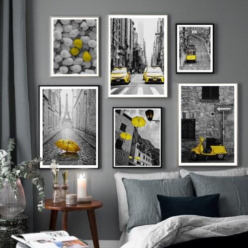 Car umbrella Street light bulb Nordic Vintage Posters And Prints Wall Art Canvas Painting Wall Pictures For Living Room Decor