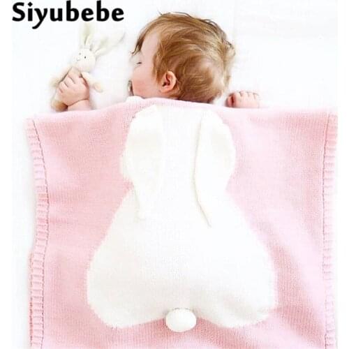Baby Knitted Swaddle Blanket Infant Kids Rabbit Cobertores Mantas BedSpread Bath Towels Gift Newborn Baby Bedding Props Blankets