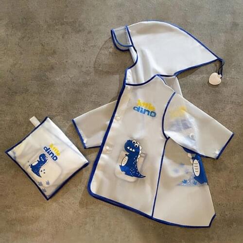 Kid EVA Outdoor Riding Rain Gear Slicker Transparent Waterproof Elastic Children Hooded Rainwear Jacket for Outdoor Activities