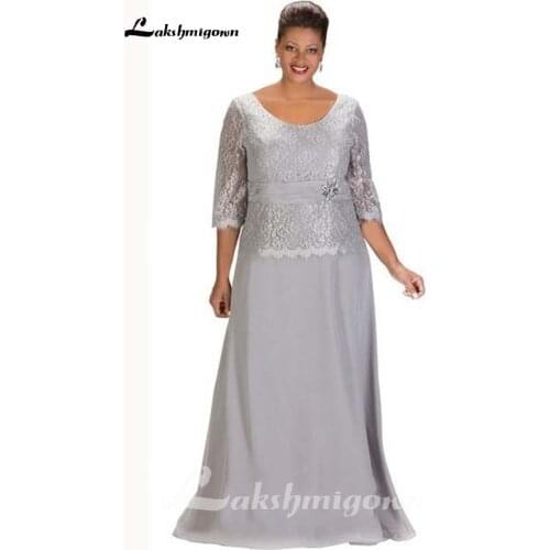 Silver Plus Size Mother of the Bride Dress Elegant 2020 Lace Chiffon Purple Evening Dinner Party Dresses Vestidos de Madrina