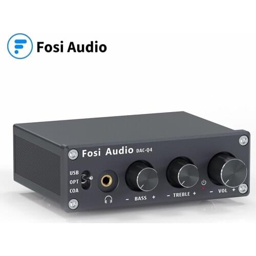 Fosi Audio Q4 Mini Stereo USB Gaming DAC & Headphone Amplifier Audio Converter Adapter for Home/Desktop Powered/Active Speakers