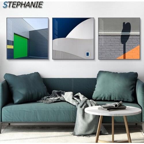 Nordic Style Yellow Orange Green Canvas Painting Fashion Wall Art Pictures for Living Room Combined Geometry Posters and Prints