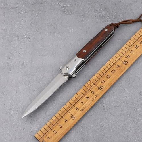 Small sword folding outdoor knife M390 blade iron wood handle tactical camping multifunctional hiking hunting self-defense knife