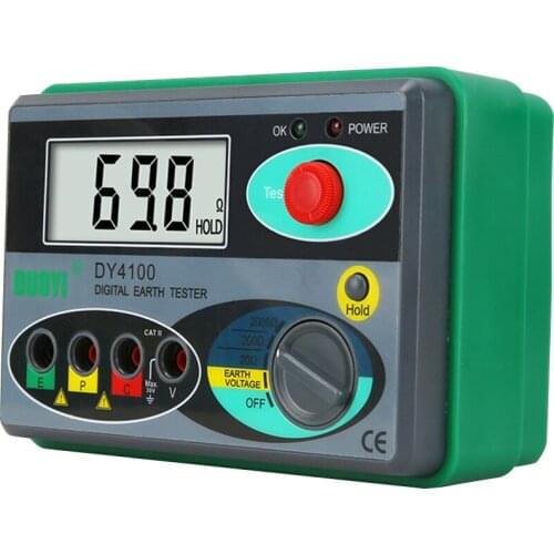 DY4100 Digital Display Megohmmeter Megger Meter Insulation Earth Ground Resistance 0-2000 Power Systems Ohm AC Voltage Tester