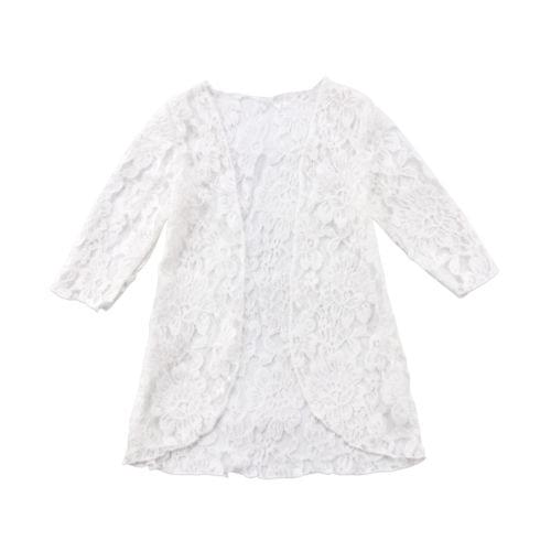 Fashion Kids Babys Girls Clothes Casual Long Sleeve Solid Lace Floral Sunscreen Rashguard Coats Kid Baby Girl Clothes Outerwear