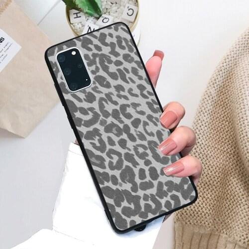 For Samsung Galaxy Gray Leopard Print Soft TPU Black Border Samsung Galaxy Case