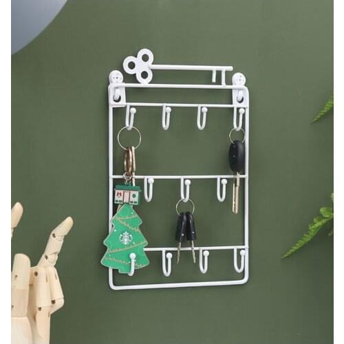 Lron Wall Mounted Hooks 12 Hangers Decorative Key Holder Metal Coat Hat Rack Home Decor Storage Organizer Key Holder Wall