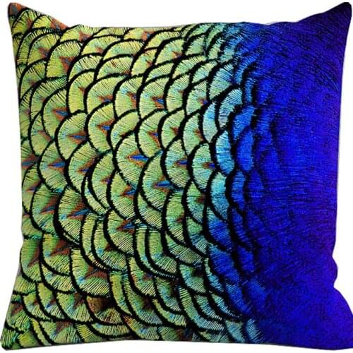 New Chinese Simple Peacock Pattern Square Bedside Childrens Living Room Bay Window Sofa Pillow Waist Cushion Back