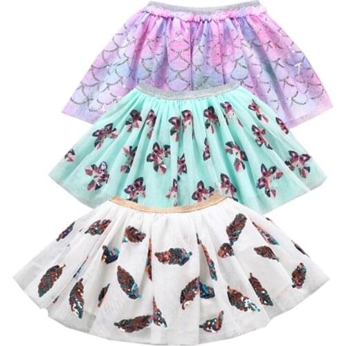 New Girls Skirts Baby Clothes Sequin Rainbow Skirt Sweet Kids Princess Girls Mesh Skirt Ball Gown Birthday Party Children Skirts