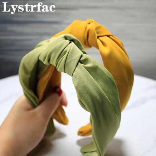 Lystrfac New Fabric Knot Headband for Women Fashion Solid Color Hairband Girls Hair Hoop Simple Wide Female Hair Accessories