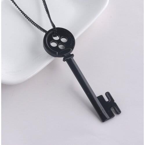 Movie Coraline Black Button Necklace Pendants Ghost Mother Skull Retro Keychain Heart Choker Jewelry Halloween Gift Cosplay Prop