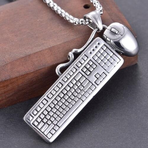 Stainless Steel Jewelry Mouse Keyboard Pendant Necklace Hip Hop Necklaces for Men Women