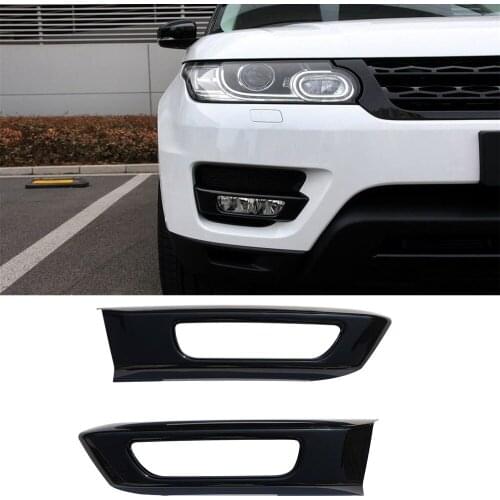 Front Light Lamp Strips Cover Trim Black ABS For Land Rover Range Rover Sport 2014-2017