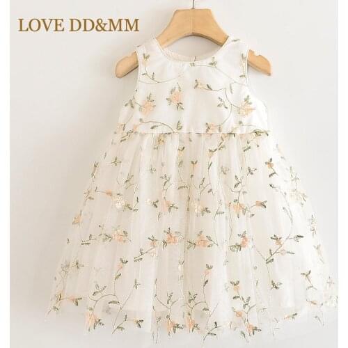 LOVE DD&MM Girls Dresses 2021 New Kids Clothing Sweet Flower Embroidered Sequins Mesh Princess Dress For Girl 3-8 Years