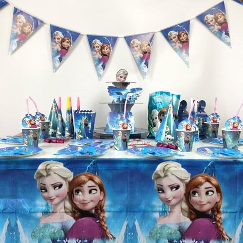 Wholesale Disney happy birthday kids frozen disposable paper cup stand gift bag invitation supplier decoration