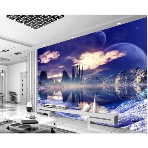 Custom any size 3D fantasy sky city TV backdrop 3d murals wallpaper for living room