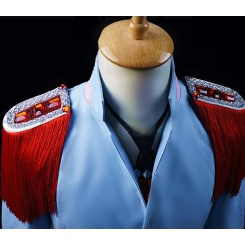 Handmade Fashion drill Tassel Chain Shoulder Board Badges Beads Fabric Metal Epaulette red/yellow/black/Silver