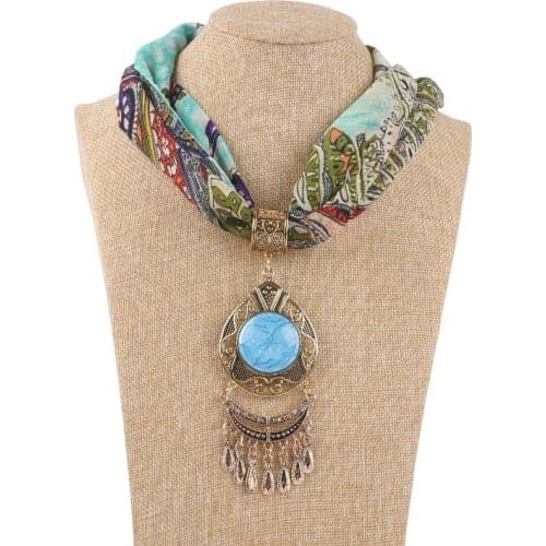 RUNMEIFA Pendants Necklaces chiffon Jewelry Scarf Woman/Ladies New Fashion Vintage Long Tassel female Solid Bohemian Style