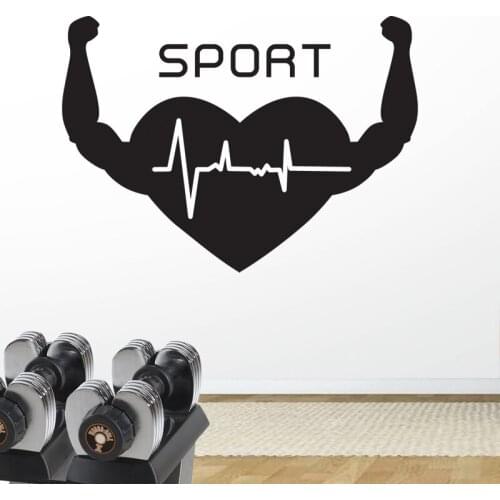 Heart Pulse Arm Muscle Fitness Club Decal Gym Sticker Decor Posters Vinyl Decoracion Wall Decals Decor Mural Car Gym Sticker