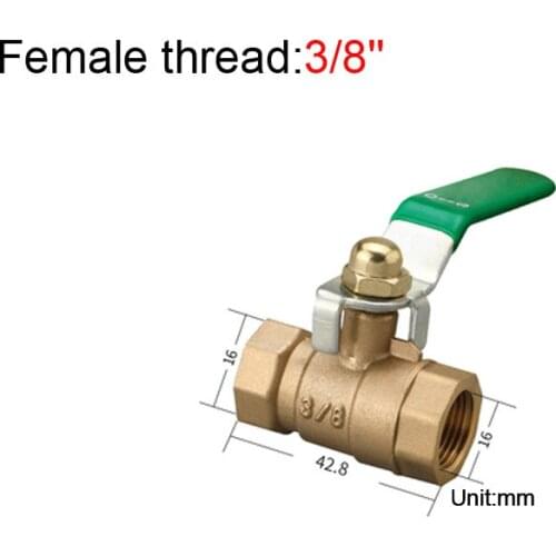 3/8" Female To Female Brass Thicken Ball Valve With Green Handle For Water Oil Air Gas Fuel Line Shutoff Pipe Fittings