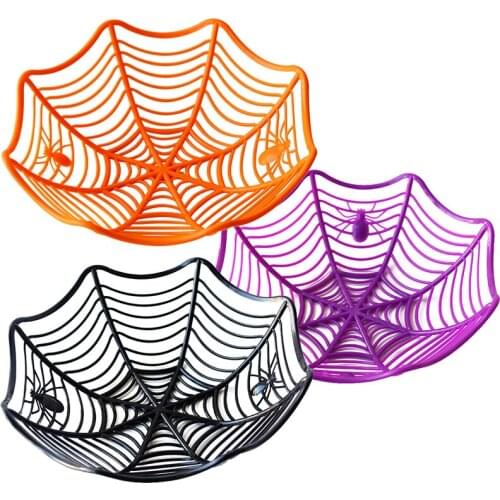 Halloween Decoration Black Spider Web Bowl Fruit Plate Candy Biscuit Package Basket Bowl Trick or Treat Halloween Party Supplies