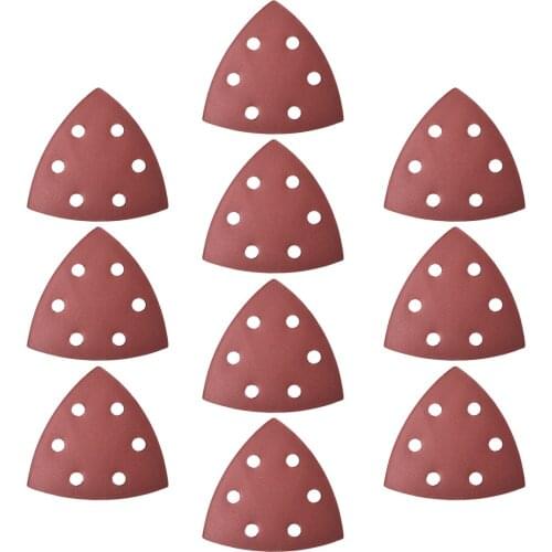 Uxcell 10pcs Triangle Detail Sandpaper Mouse Sander Pads Flocking Sanding Paper Assorted 6 Hole to Metal Non-metal Wood