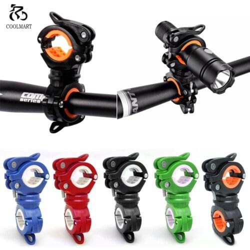360° Rotating Cycling Bike Light Double Holder LED Front Flashlight Lamp Pump Bicycle Handlebar Quick Release Mount Clamp Clip