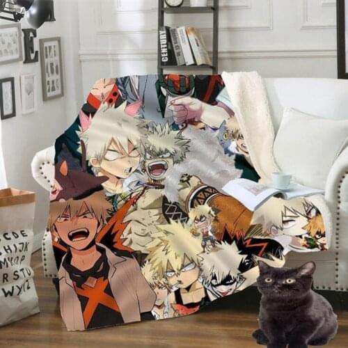 Japan Anime Blanket My Hero Academia Printed Adult Throw Blanket for Beds Home Decoration Sofa Thick Double Layer Quilts