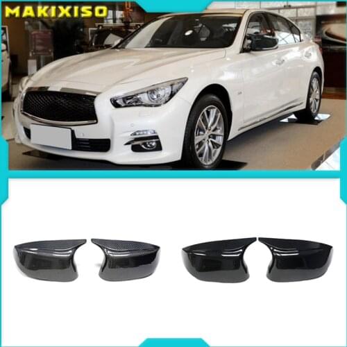 1 Pair Glossy Bright Black Mirror Covers Left Right Side Rearview Mirror Cap Shell For Infiniti Q50 Q60 SQ50 XQ30 2014-2020