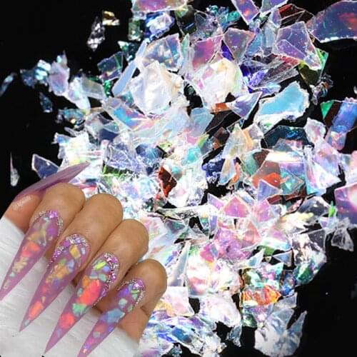 1PCS Holographic Nail Sequins Glitter Irregular Candy Glass Paper Paillette Flakes Colorful 3D Chrome Nail Art Decorations