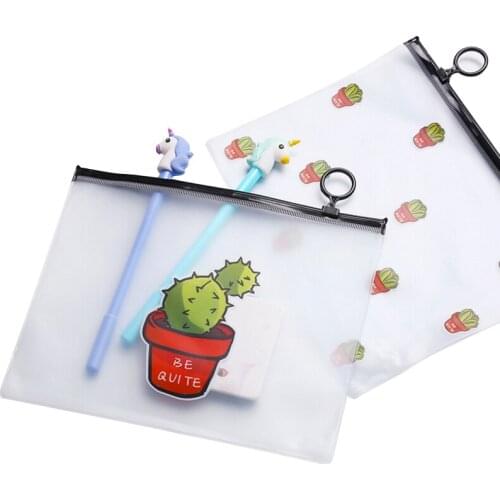 1 Pcs/lot Cute cute cartoon cactus translucent A5 file bag Document bag DIY Stationery bag office school supplies