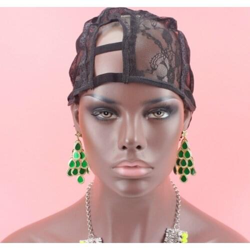 1PC S/M/L Right Part U part wig cap black color wig cap for making wigs with adjustable strap on the back weaving cap size