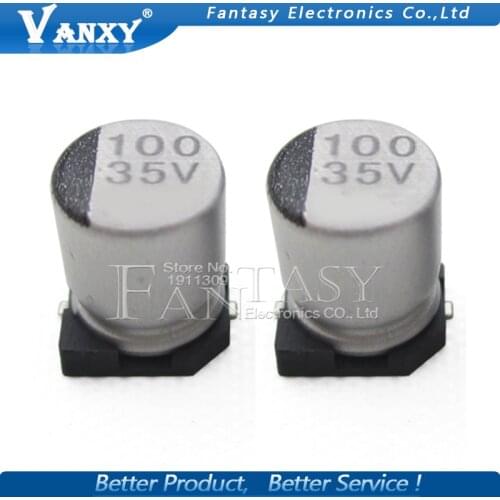 10PCS Electrolytic capacitor 35V100UF 6.3*7.7mm SMD aluminum electrolytic capacitor 100uf 35v