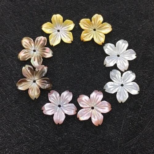 10pcs Natural exclusive four-color five-petal pointed shell flower hole diy bracelet engraving jewelry accessories 14mm