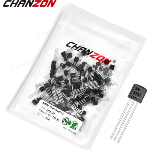 100pcs 2N5551 TO-92 NPN Amplifier Transistor Bipolar Junction BJT Triode Tube Fets TO 92 0.6A 160V DIY Integrated Circuits