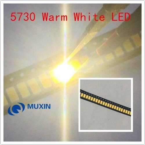 10000pcs 5730 SMD LED 50-55 LM Lamp 0.5w light-emitting Diode Chip Warm white for LED CCT:2800-3000K Still 3V