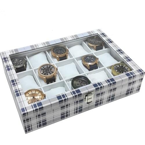 15'li Black Leather, Above Glazed Watch Box st15-34