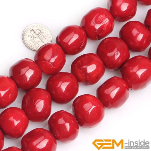 19x20mm Red Orange Coral Freeform Nugget Loose Spacer Beads For Jewelry Making Strand 15 inch DIY Jewelry Bead For Women Gifts