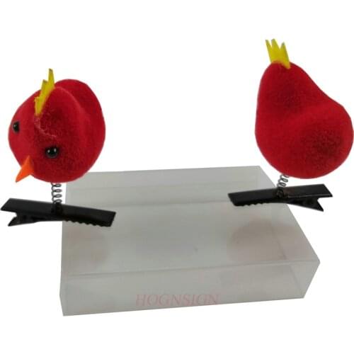 2pcs hair clip Red chick Hair Clip Plants Show Moe Artifact Small Miaofa Clip Head Long Grass Wacky Cartoon Headdress Flower