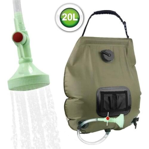 20L Hiking Camping Shower Bathing Water Bag Outdoor Solar Heat Gathering Portable Camp Supplies